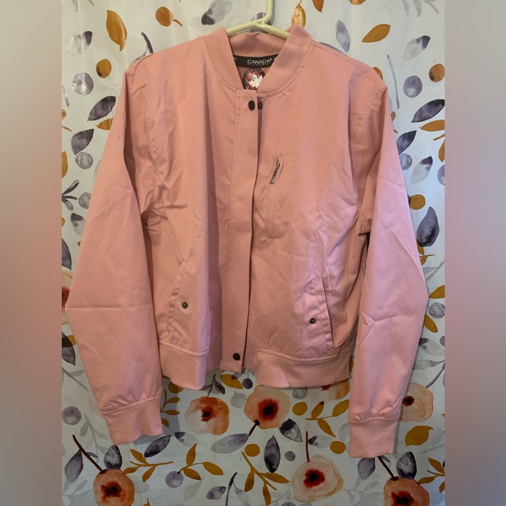 Canada Weather Gear Blush Pink Rain Resistant Bomber Jacket Sz L